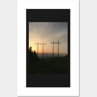 Power-line Silhouette in the Sunset Posters and Art